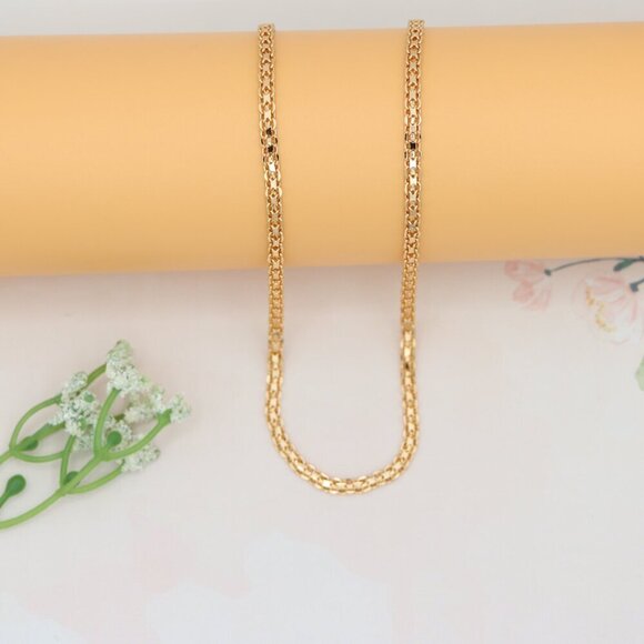 "Classic Rose Gold Flat Link Chain Necklace for Everyday Elegance, XPNL0166 - Picture 9 of 12